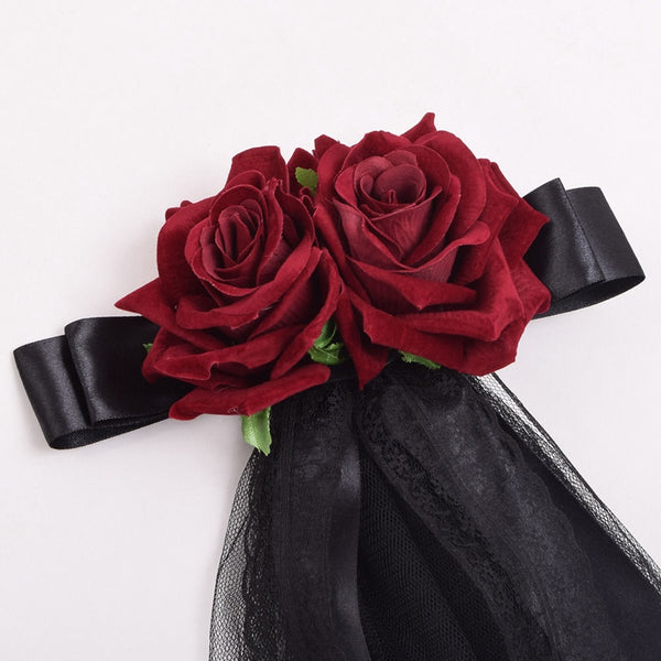 Rose Floral Lace Tulle Hair Clip