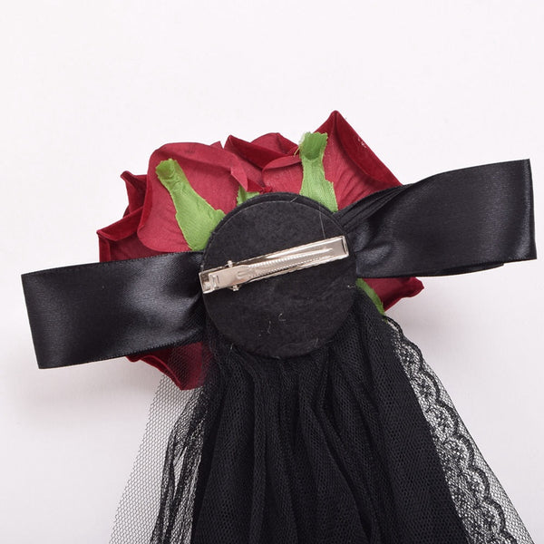 Rose Floral Lace Tulle Hair Clip