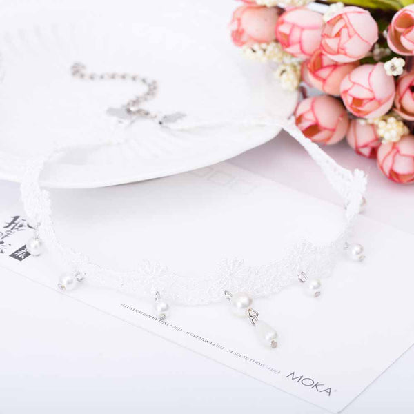 Handmade Gothic White Lace Choker