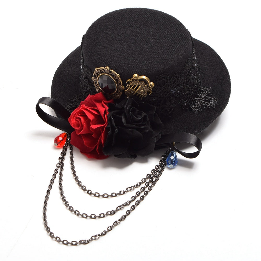 Mini Top Hat Floral Lace Hair Clip Gothic Fashion Exchange